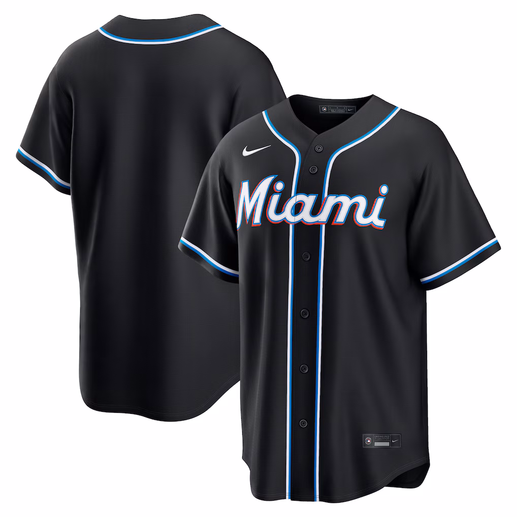 Men's Miami Marlins Nike Fashion Replica Black Out Jersey - Vujersey Los Angeles Rams