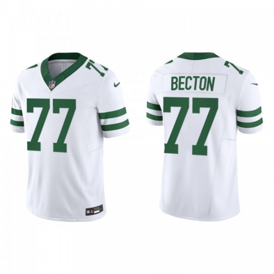 Men's Nike New York Jets #77 Mekhi Becton White 2023 F.U.S.E. Vapor Limited Throwback Stitched Football Jersey - Ujersey