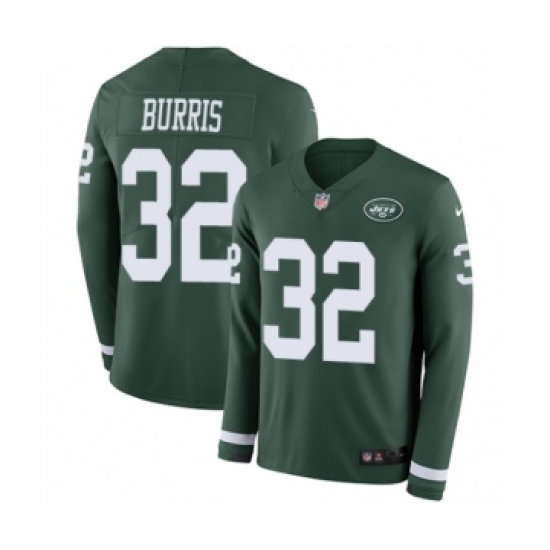 Youth Nike New York Jets #32 Juston Burris Limited Green Therma Long Sleeve NFL Jersey - Ujersey