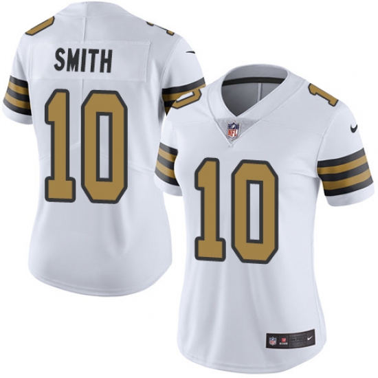 Women's Nike New Orleans Saints #10 Tre'Quan Smith Limited White Rush Vapor Untouchable NFL Jersey - Ujersey