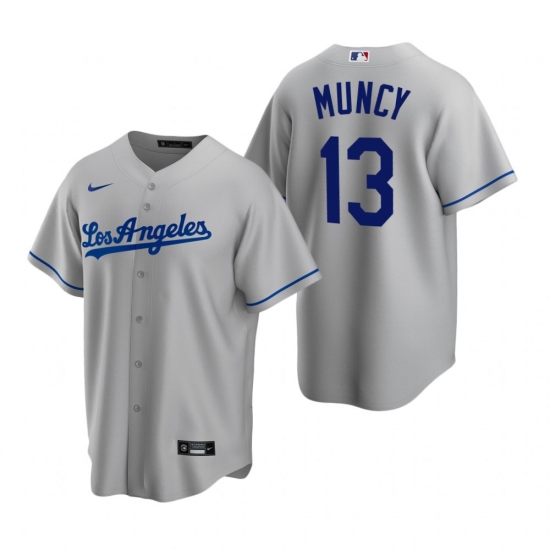 Men's Nike Los Angeles Dodgers #13 Max Muncy Gray Road Stitched Baseball Jersey - Ujersey