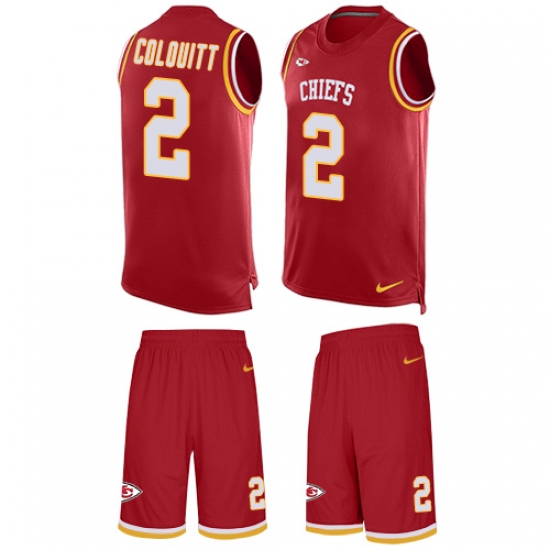 Men's Nike Kansas City Chiefs #2 Dustin Colquitt Limited Red Tank Top Suit NFL Jersey - Ujersey