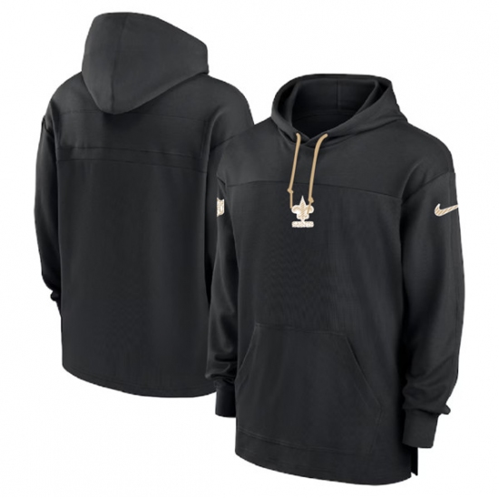 Men's New Orleans Saints Black Performance Pullover Hoodie - Ujersey