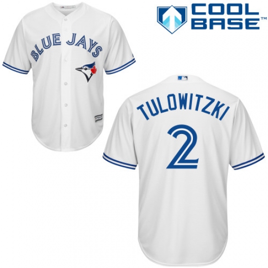 Men's Majestic Toronto Blue Jays #2 Troy Tulowitzki Replica White Home MLB Jersey - Ujersey