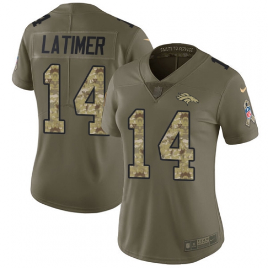 Women's Nike Denver Broncos #14 Cody Latimer Limited Olive/Camo 2017 Salute to Service NFL Jersey
