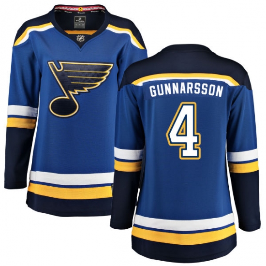 Women's St. Louis Blues #4 Carl Gunnarsson Fanatics Branded Royal Blue Home Breakaway NHL Jersey - Ujersey