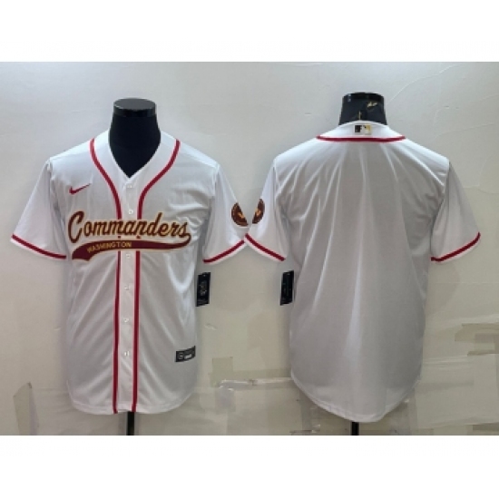 Men's Washington Commanders Blank White With Patch Cool Base Stitched Baseball Jersey - Ujersey