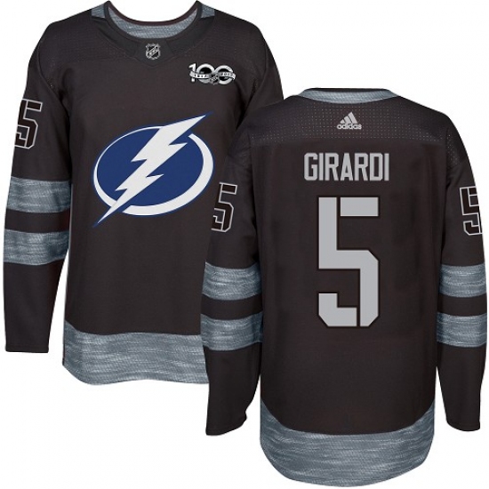 Men's Adidas Tampa Bay Lightning #5 Dan Girardi Authentic Black 1917-2017 100th Anniversary NHL Jersey - Ujersey