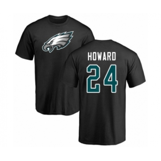 Philadelphia Eagles #24 Jordan Howard Black Name & Number Logo T-Shirt - Ujersey NHL