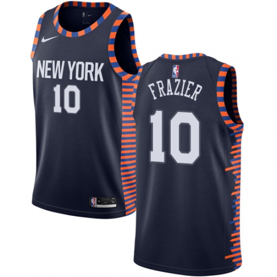 Women's Nike New York Knicks #10 Walt Frazier Swingman Navy Blue NBA Jersey - 2018 19 City Edition - Ujersey