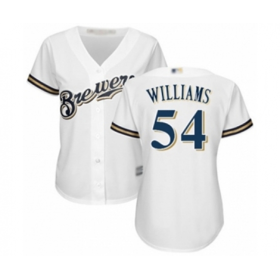 Women's Milwaukee Brewers #54 Taylor Williams Authentic White Home Cool Base Baseball Player Jersey - Ujersey