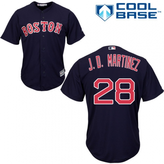 Men's Majestic Boston Red Sox #28 J. D. Martinez Replica Navy Blue Alternate Road Cool Base MLB Jersey - Ujersey