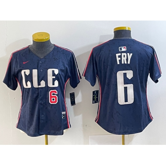 Women's Cleveland Guardians #6 David Fry Navy 2024 City Connect Limited Stitched Jerseys - Ujersey