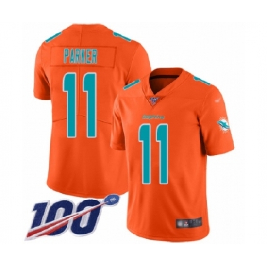 Men's Miami Dolphins #11 DeVante Parker Limited Orange Inverted Legend 100th Season Football Jersey - Ujersey