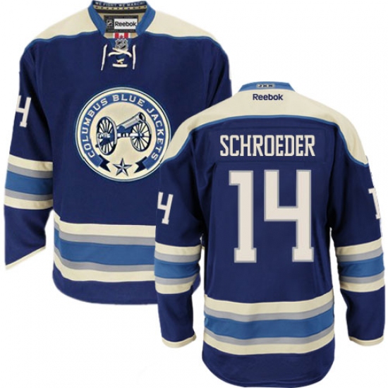 Men's Reebok Columbus Blue Jackets #14 Jordan Schroeder Authentic Navy Blue Third NHL Jersey - Ujersey