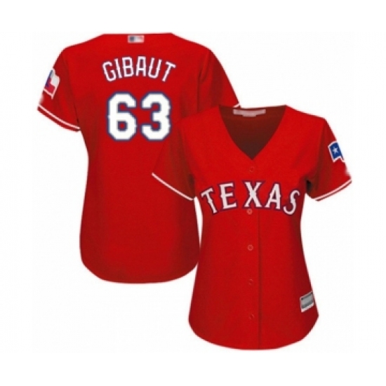 Women's Texas Rangers #63 Ian Gibaut Authentic Red Alternate Cool Base Baseball Player Jersey - Ujersey