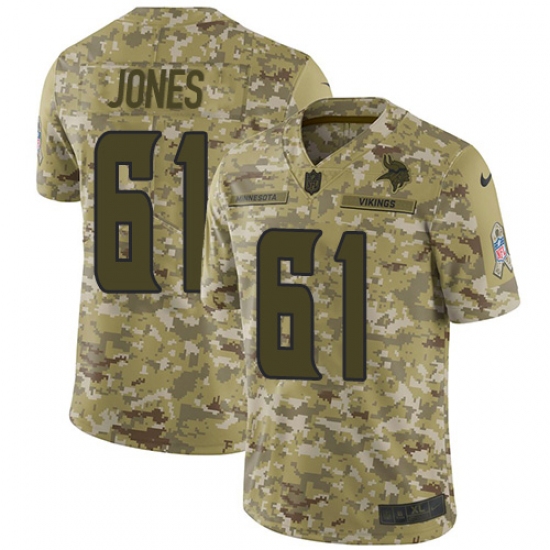 Men's Nike Minnesota Vikings #61 Brett Jones Limited Camo 2018 Salute to Service NFL Jersey - Ujersey
