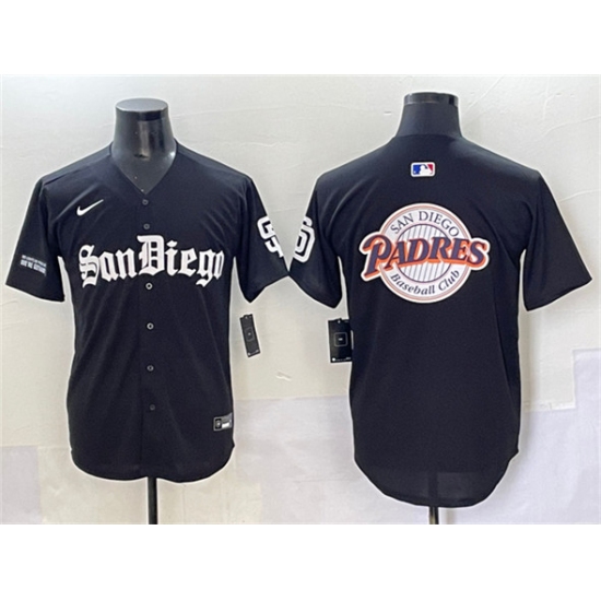 Men's San Diego Padres Team Big Logo Black Gothic Edition Vapor Limited Stitched Baseball Jersey - Ujersey