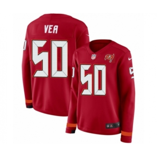 Women's Nike Tampa Bay Buccaneers #50 Vita Vea Limited Red Therma Long Sleeve NFL Jersey - Ujersey