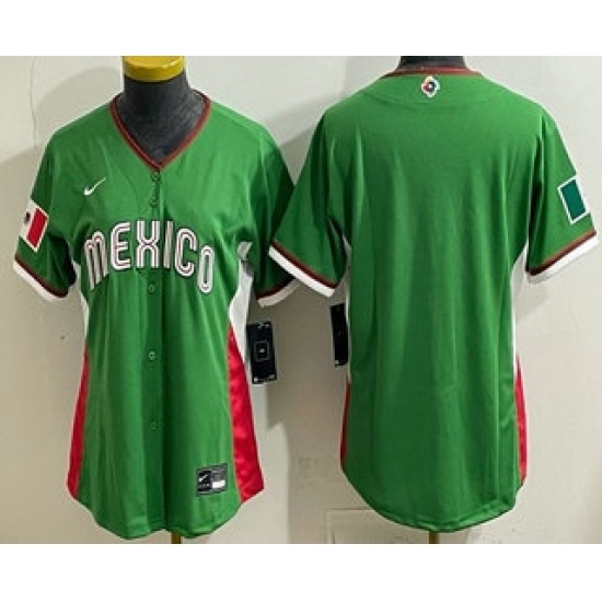 Women's Mexico Blank Green 2026 World Baseball Classic Cool Base Jersey