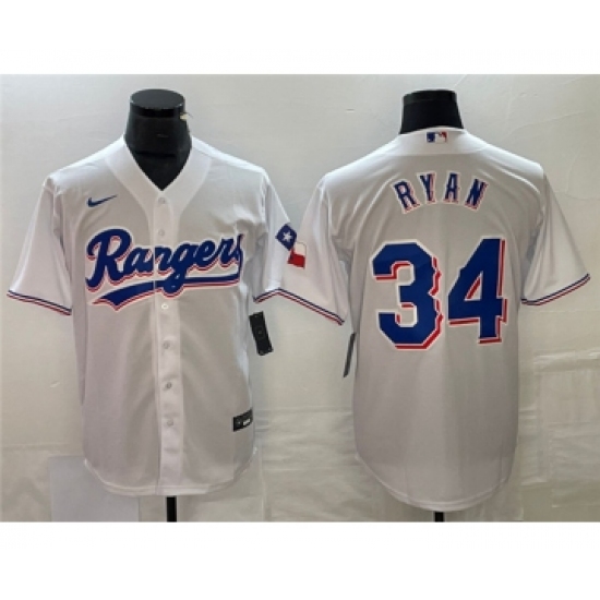 Men's Texas Rangers #34 Nolan Ryan White Cool Base Stitched Baseball Jersey - Ujersey