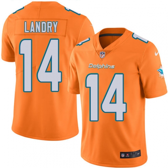 Youth Nike Miami Dolphins #14 Jarvis Landry Limited Orange Rush Vapor Untouchable NFL Jersey - Ujersey