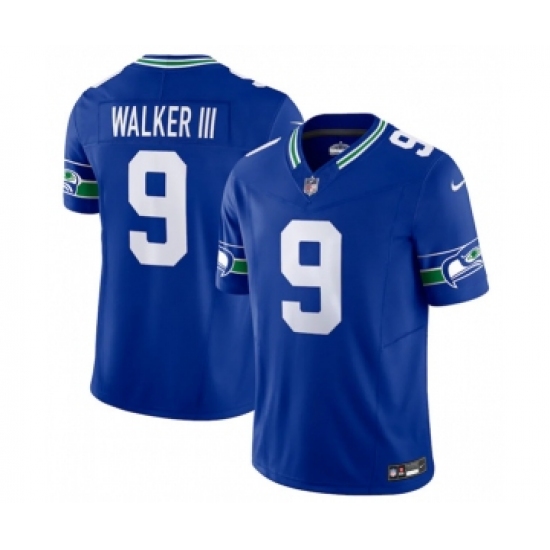 Men's Nike Seattle Seahawks #9 Kenneth Walker III Royal 2023 F.U.S.E. Vapor Limited Throwback Stitched Jersey - Ujersey