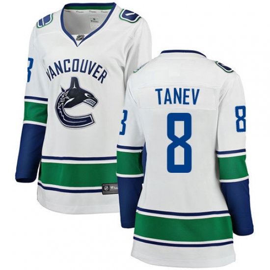 Women's Vancouver Canucks #8 Christopher Tanev Fanatics Branded White Away Breakaway NHL Jersey - Ujersey