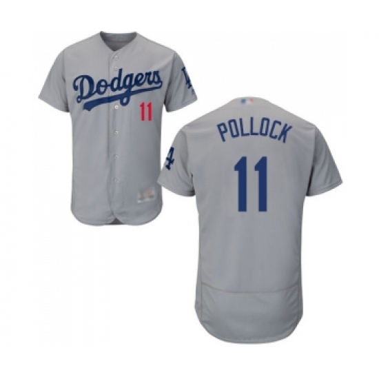 Men's Los Angeles Dodgers #11 A. J. Pollock Gray Alternate Flex Base Authentic Collection Baseball Jersey - Ujersey