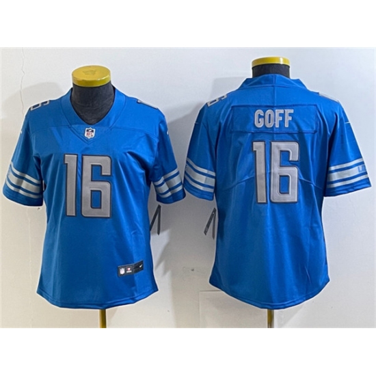 Women's Detroit Lions #16 Jared Goff Blue Vapor Limited Stitched Football Jersey - Ujersey