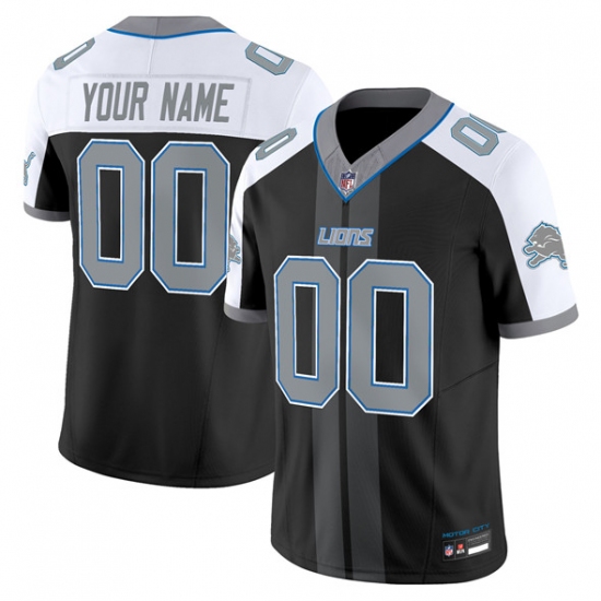 Men's Detroit Lions Customized Black Alternate 2025 F.U.S.E. 'Motor City Racing Edition' Vapor Limited Stitched Jersey - Ujersey