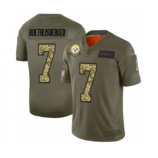 Men's Pittsburgh Steelers #7 Ben Roethlisberger 2019 Olive Camo Salute to Service Limited Jersey - Ujersey