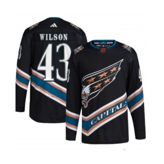 Men's Washington Capitals #43 Tom Wilson Black 2022-23 Reverse Retro Stitched Jersey - Ujersey