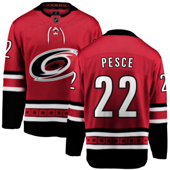 Men's Carolina Hurricanes #22 Brett Pesce Fanatics Branded Red Home Breakaway NHL Jersey - Ujersey