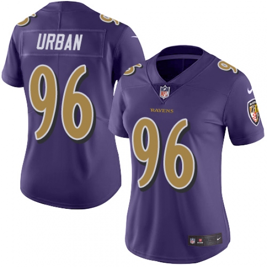 Women's Nike Baltimore Ravens #96 Brent Urban Limited Purple Rush Vapor Untouchable NFL Jersey - Ujersey