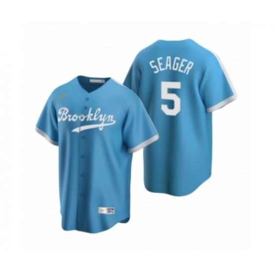 Men's Los Angeles Dodgers #5 Corey Seager Nike Light Blue Cooperstown Collection Alternate Jersey - Ujersey