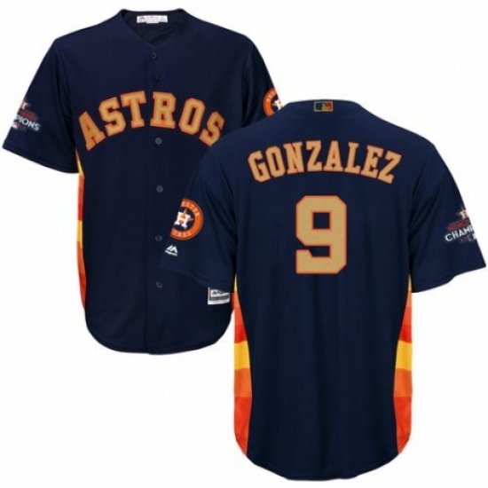 Youth Majestic Houston Astros #9 Marwin Gonzalez Authentic Navy Blue Alternate 2018 Gold Program Cool Base MLB Jersey - Ujersey