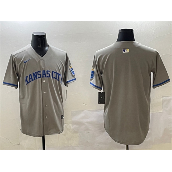 Men's Kansas City Royals Blank Gray 2024 Away Limited Stitched Baseball Jersey - Ujersey