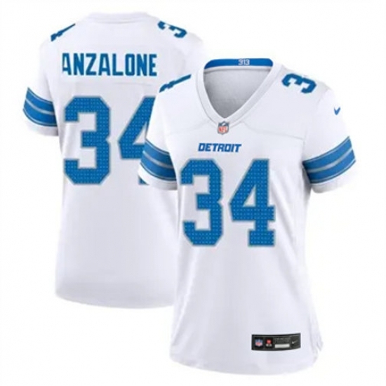 Women Detroit Lions #34 Alex Anzalone White Vapor Stitched Nike NFL Jersey - Ujersey