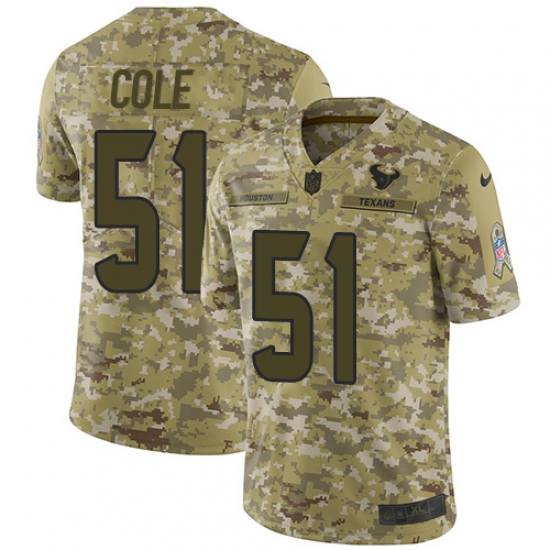 Men's Nike Houston Texans #51 Dylan Cole Limited Camo 2018 Salute to Service NFL Jersey - Ujersey