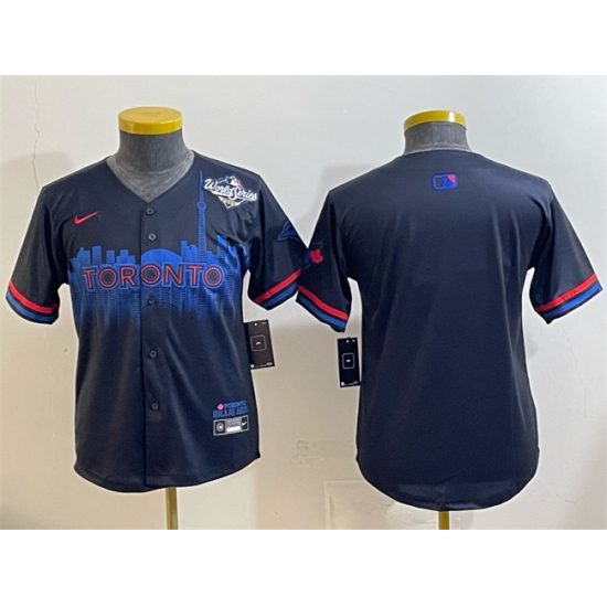 Youth Toronto Blue Jays Blank Navy 2025 World Series City Connect Limited Stitched Baseball Jersey - Ujersey