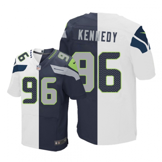 Men's Nike Seattle Seahawks #96 Cortez Kennedy Elite Navy/White Split Fashion NFL Jersey - Ujersey