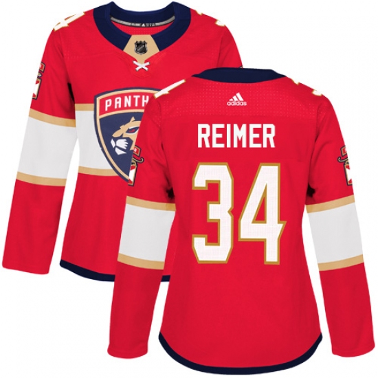 Women's Adidas Florida Panthers #34 James Reimer Premier Red Home NHL Jersey - Ujersey