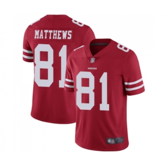 Youth San Francisco 49ers #81 Jordan Matthews Red Team Color Vapor Untouchable Limited Player Football Jersey - Ujersey