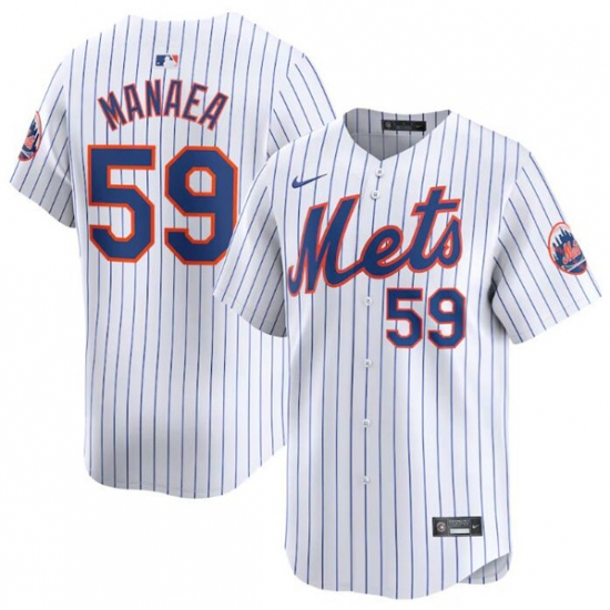 Men's New York Mets #59 Sean Manaea White 2024 Home Limited Stitched Baseball Jersey - Ujersey