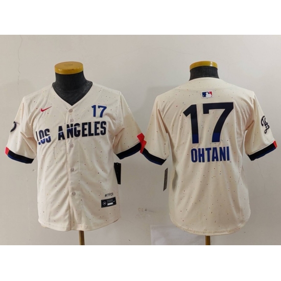 Youth Los Angeles Dodgers #17 Shohei Ohtani Cream 2024 City Connect Limited Jersey - Ujersey