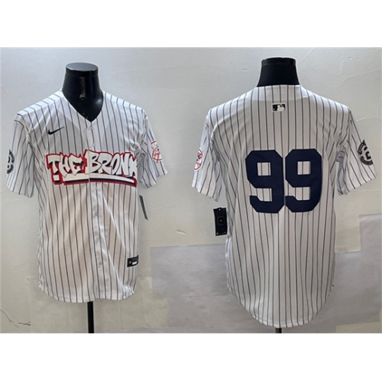 Men's New York Yankees #99 Aaron Judge White Bronx Graffiti Vapor Limited Stitched Baseball Jersey - Ujersey