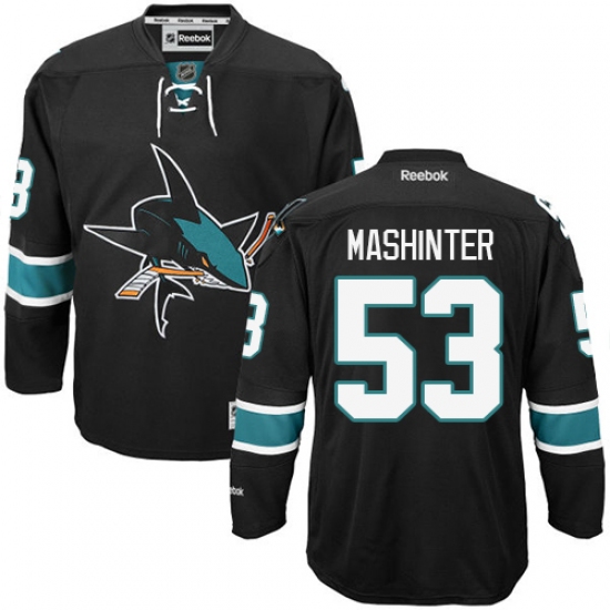 Women's Reebok San Jose Sharks #53 Brandon Mashinter Authentic Black Third NHL Jersey - Ujersey