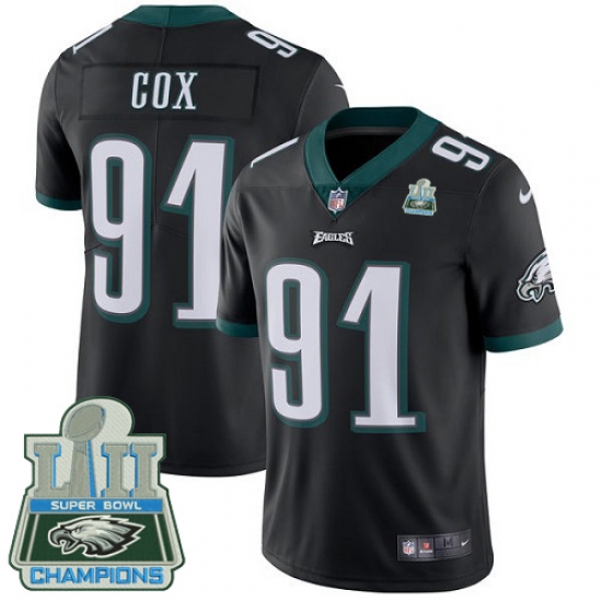Youth Nike Philadelphia Eagles #91 Fletcher Cox Black Alternate Vapor Untouchable Limited Player Super Bowl LII Champions NFL Jersey - Ujersey