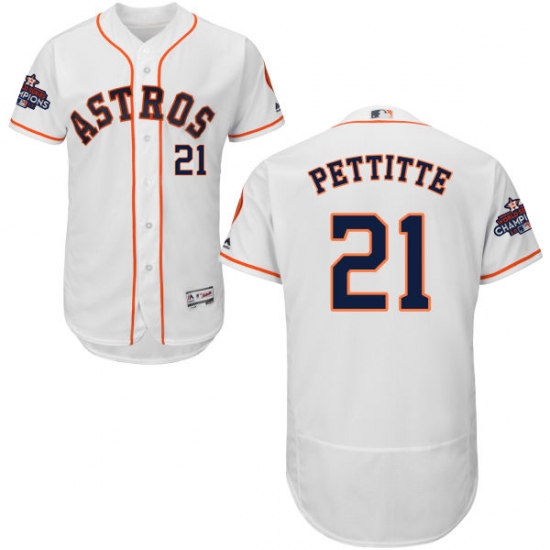 Men's Majestic Houston Astros #21 Andy Pettitte Authentic White Home 2017 World Series Champions Flex Base MLB Jersey - Ujersey